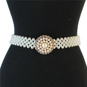 Faux Pearl Belt with CZ Stones